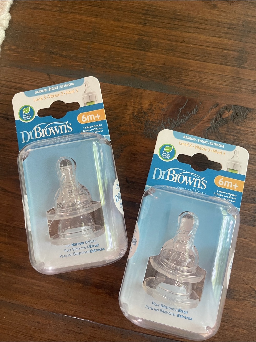 Dr. Brown's 6m+ Clear Silicone Narrow Bottle Nipples - 2 Pack - Level 3